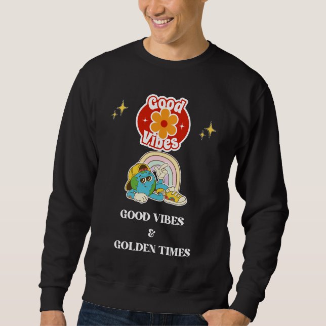 Retro Goda Vibrationer Jord Karaktär Lång Ärmad Tröja (Framsida)