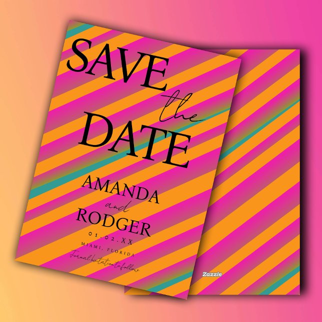 Retro Godis Grön Rosa Geometrisk Spara Datum  Inbjudningar (Skapare uppladdad)
