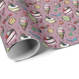 Retro Godis- Rosa Presentpapper