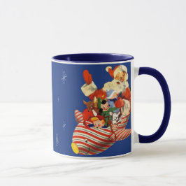 Retro godisraket Santa som dricker muggen Mugg