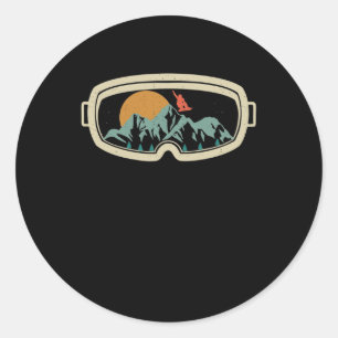 Retro goggles snowboarding skiva i snö runt klistermärke