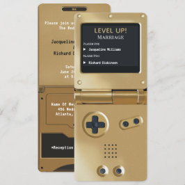 Retro Gold II Handhållen Spelbröllopsinbjudan Inbjudningar