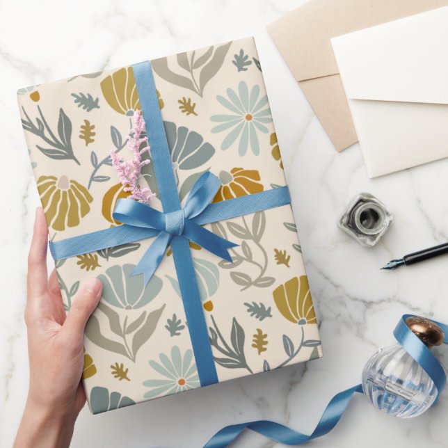 Retro Golden Daisys Presentpapper (Gifting)