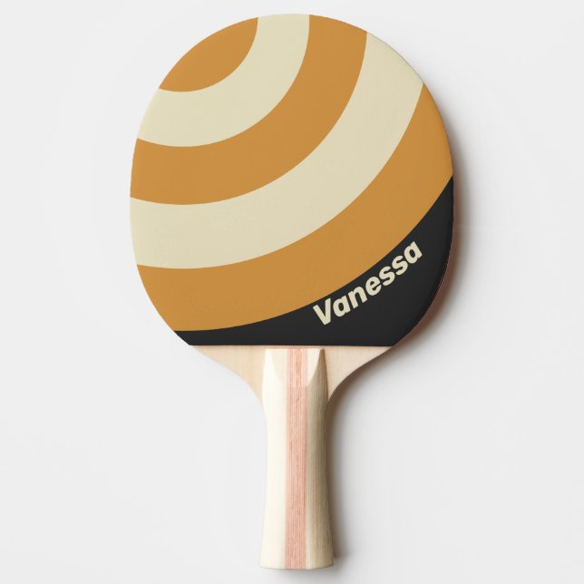 Retro Golden Horizon Cirkelrand med Namn Pingisracket (Framsidan)