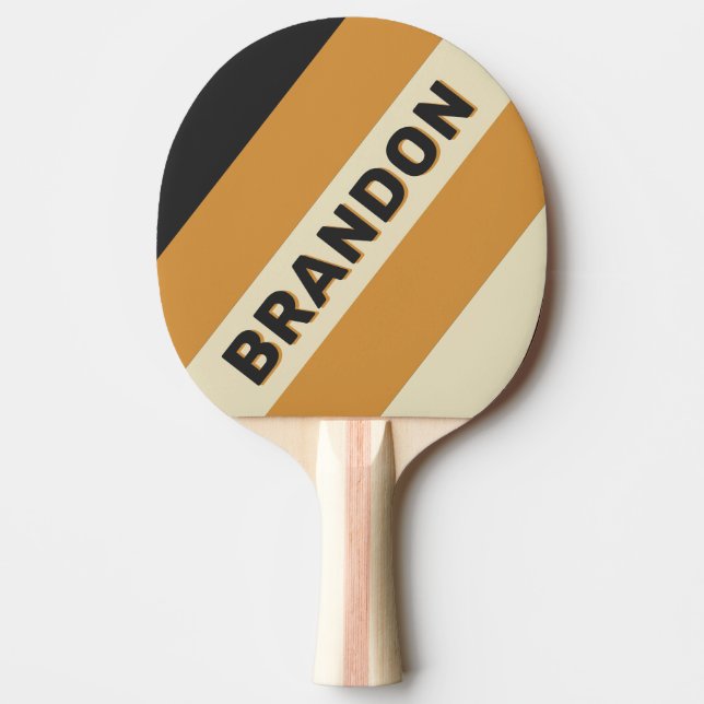 Retro Golden Horizon Fet Ränder med Namn Pingisracket (Framsidan)