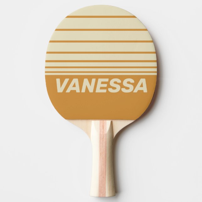 Retro Golden Horizon Tre Horisont Ränder & Namn Pingisracket (Framsidan)