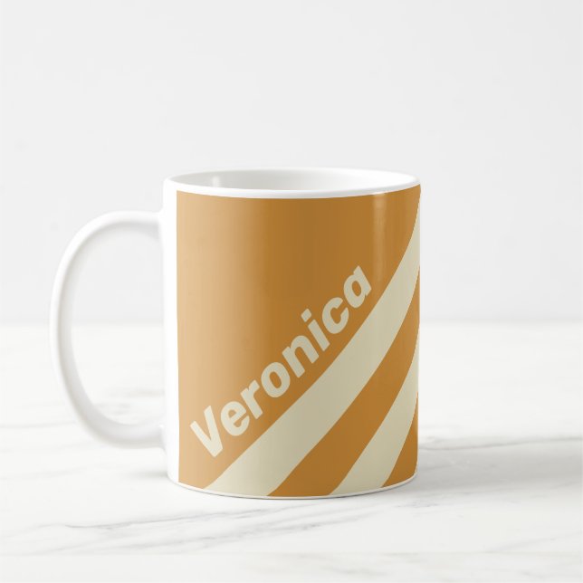 Retro Golden Horizon Tre Ränder med Namn Kaffemugg (Vänster)