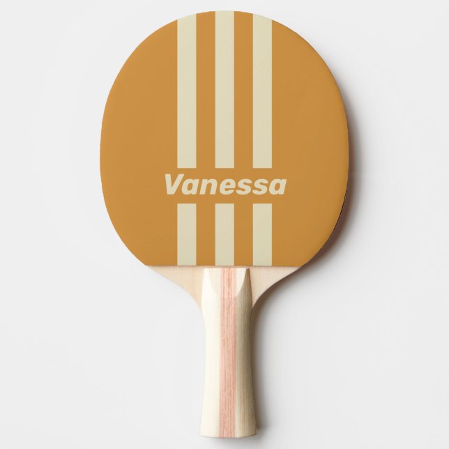 Retro Golden Horizon Tre Randiga med Namn Pingisracket (Framsidan)