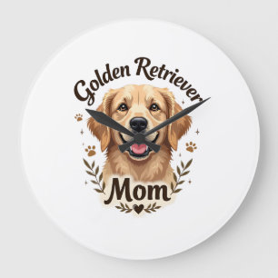 Retro Golden Retriever Mamma Hundälskare Typografi Stor Klocka