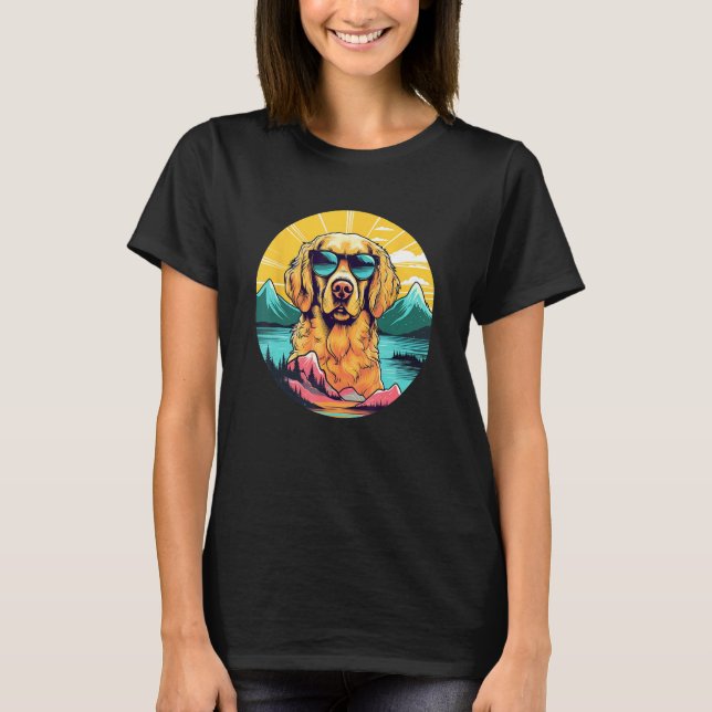 Retro Golden Retriever Men Women Kids 3 T Shirt (Framsida)