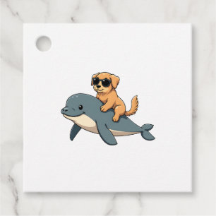 Retro Golden Retriever Ridning Vitval Rolig Gåvor Etiketter