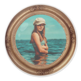 Retro Golden Snyggt Porträtt Photo visning Knopp