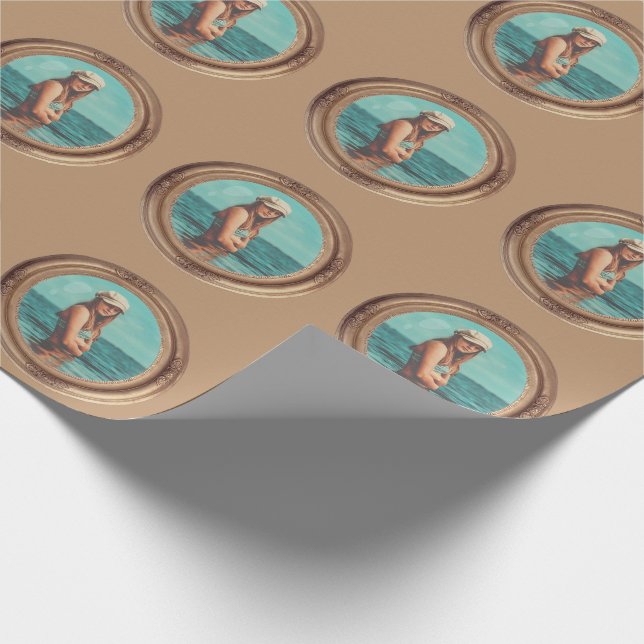 Retro Golden Snyggt Porträtt Photo visning Presentpapper (Hörn)