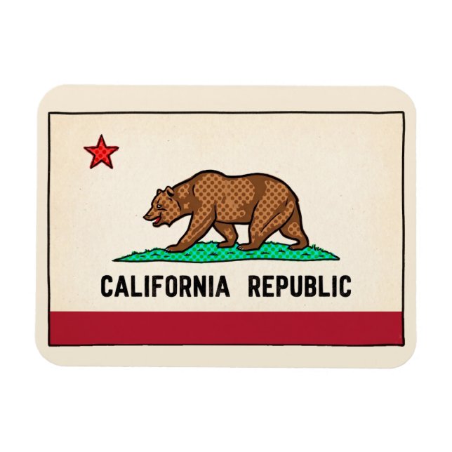 Retro Golden State Bear California Republic Magnet (Horisontell)