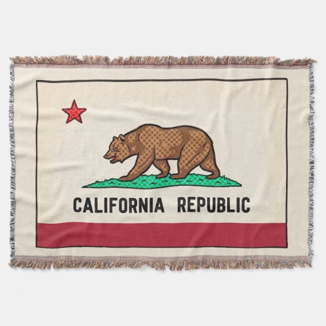 Retro Golden State Björn California Republic Filt (Framsidan)