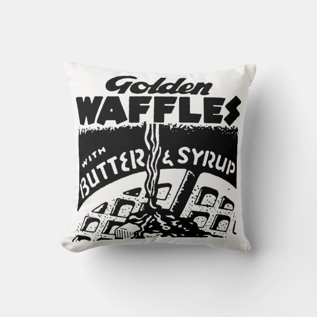 Retro Golden Waffles Kudde (Framsida)