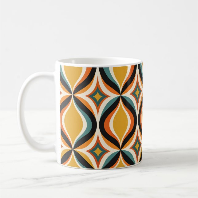 Retro Golden Waves Eftermiddagsmugg Kaffemugg (Vänster)