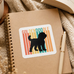 Retro Goldendoodle Hund Siluett Fyrkantigt Klistermärke