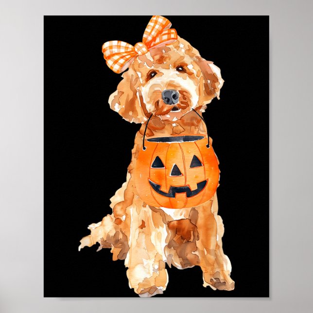 Retro Goldendoodle Pumpa Jack O Lantern Poster (Framsidan)