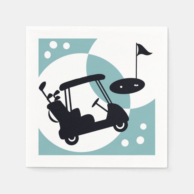 Retro golf cart i svart och blå pappersservett (Framsidan)
