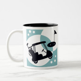 Retro golf cart i svart och blå Två-Tonad mugg
