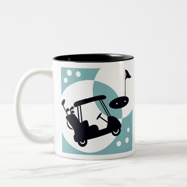 Retro golf cart i svart och blå Två-Tonad mugg (Vänster)