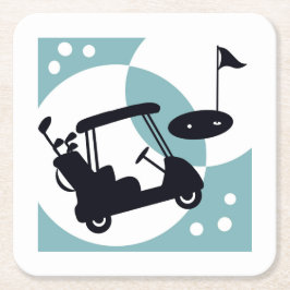 Retro golf cart i svart och blå underlägg papper kvadrat