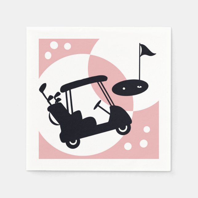 Retro golf cart in black & rosa pappersservett (Framsidan)