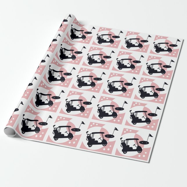 Retro golf cart in black & rosa presentpapper (Utrullad)