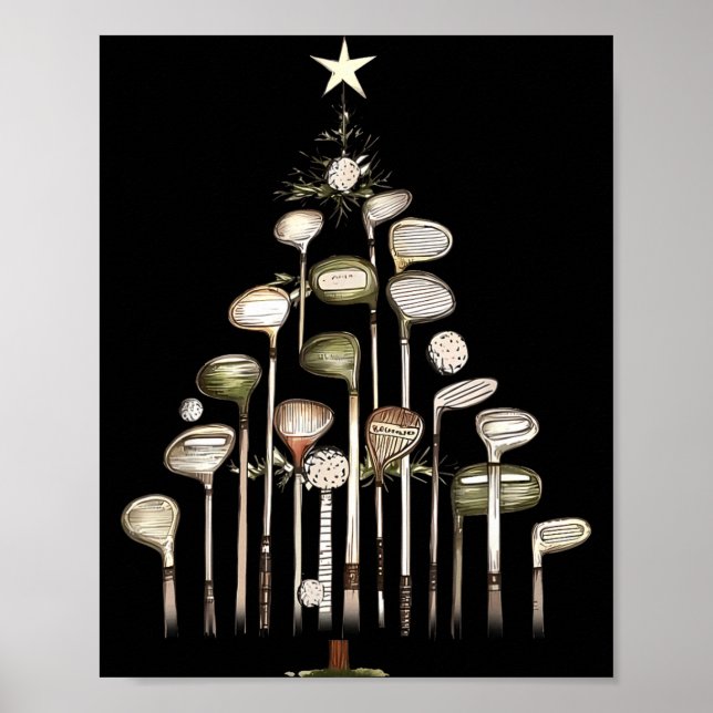 Retro Golf Club Christmas Tree Golfing Xmas Golfer Poster (Framsidan)