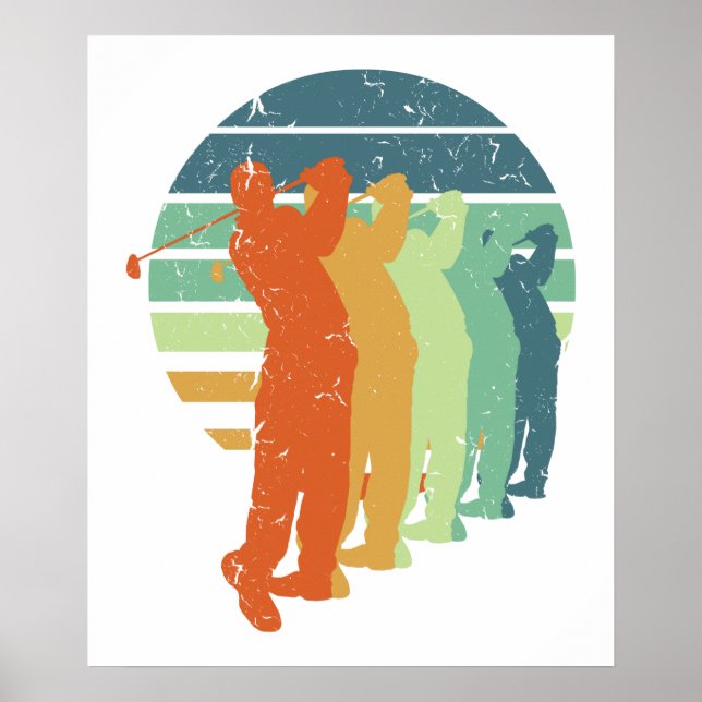 Retro Golf Player, Golfer, Golfing Sportfantast Gi Poster (Framsidan)