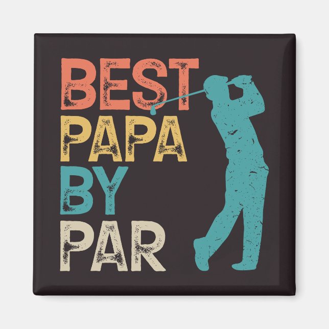 Retro Golfer - Bästa Pappa per part Magnet (Framsidan)