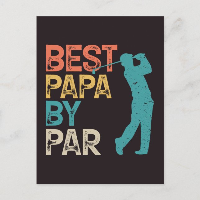 Retro Golfer - Bästa Pappa per part Vykort (Framsida)