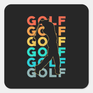 Retro Golfer Fyrkantigt Klistermärke