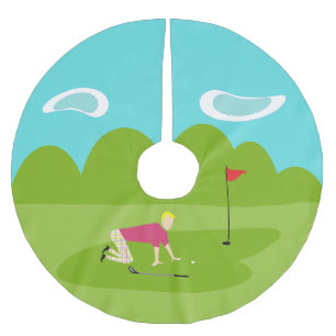 Retro Golfer Julgran Skirt Julgransmatta Borstad Polyester