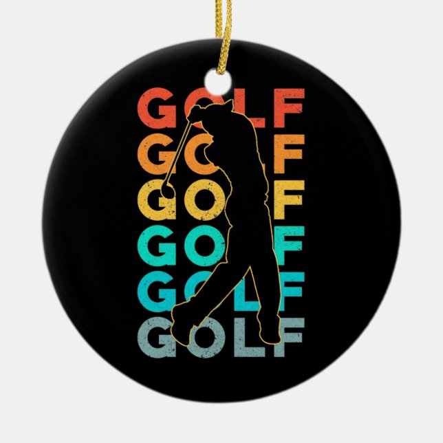 Retro Golfer Julgransprydnad Keramik (Framsidan)