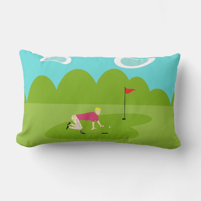 Retro Golfer Lumbar Pillow Lumbarkudde (Framsida)