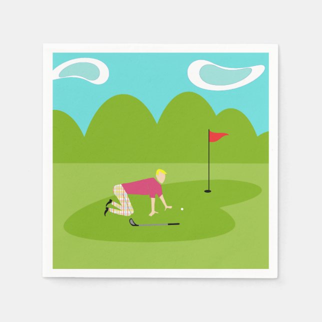 Retro Golfer Papper Napkins Pappersservett (Framsidan)