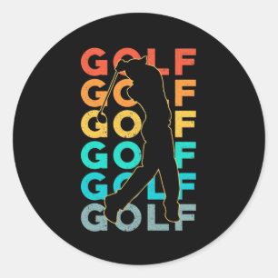 Retro Golfer Runt Klistermärke