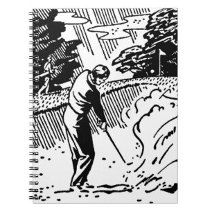 Retro Golfer Sand Trap Anteckningsbok Med Spiral