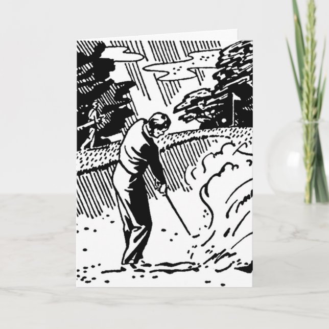 Retro Golfer Sand Trap Birthday Card Kort (Framsida)