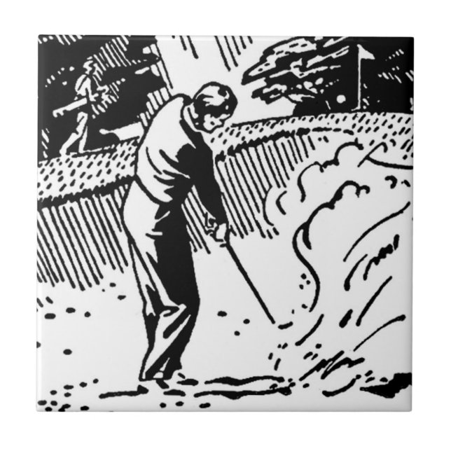 Retro Golfer Sand Trap Kakelplatta (Framsidan)