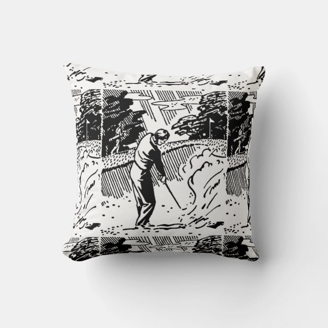 Retro Golfer Sand Trap Kudde (Framsida)