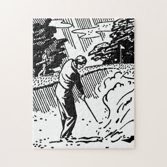 Retro Golfer Sand Trap Pussel (Vertikal)