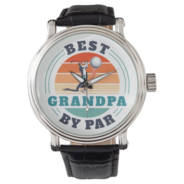 Retro Golfing Best Grandpa by Par Anpassningsbar Armbandsur (Framsida)