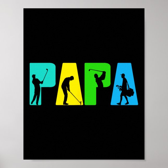 Retro Golfing Pappa Golfer Shirt. Golfpresenter fö Poster (Framsidan)