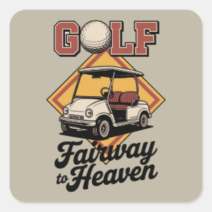 Retro golfkärra fairway till Heaver rolig golf Fyrkantigt Klistermärke