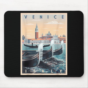 Retro gondolbåtar med Venedigs skyline Italien Musmatta