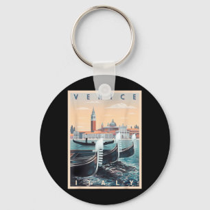 Retro gondolbåtar med Venetiens siluett Italien Nyckelring