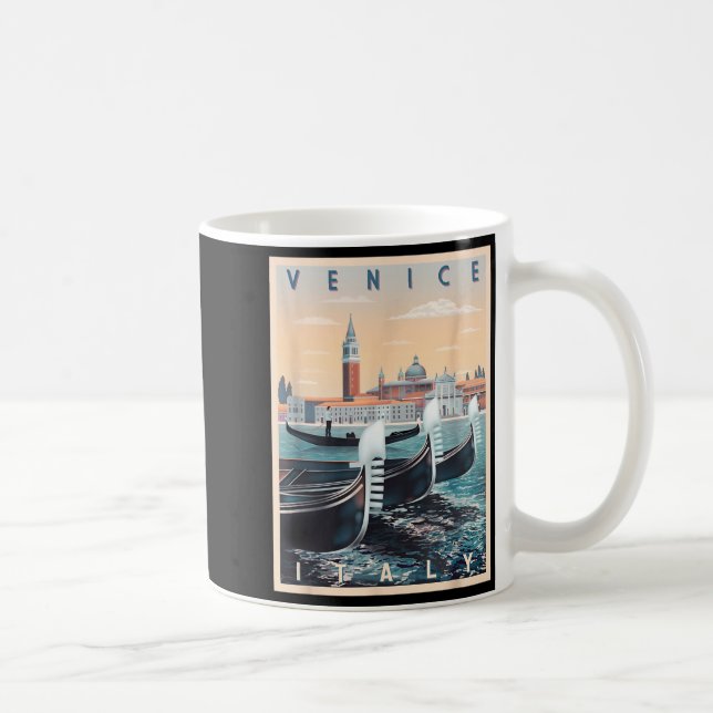 Retro gondolbåtar med Vy över staden Venedig Itali Kaffemugg (Höger)